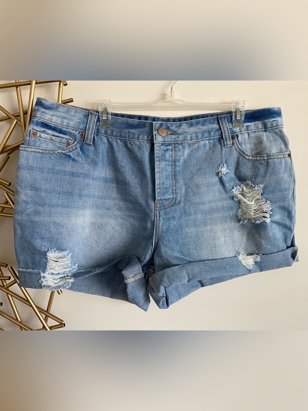 Forever 21+ Plus Sizes Distressed Denim Shorts - Size 14